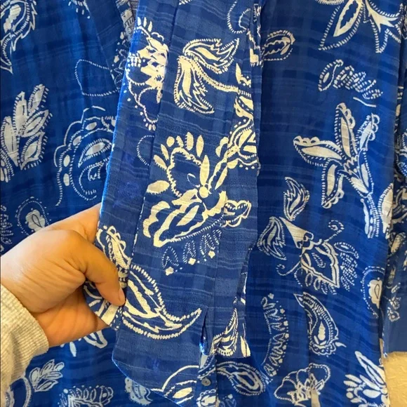 Zara Long Sleeve Blue Patterned Dress - Picture 3 of 4